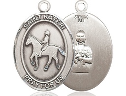 [7182SS] Sterling Silver Saint Kateri Equestrian Medal