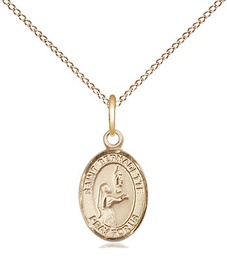 [9017GF/18GF] 14kt Gold Filled Saint Bernadette Pendant on a 18 inch Gold Filled Light Curb chain