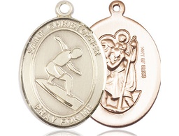 [7184GF] 14kt Gold Filled Saint Christopher Surfing Medal