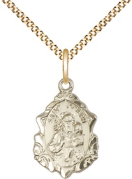 [0822KGF/18G] 14kt Gold Filled Saint Joseph Pendant on a 18 inch Gold Plate Light Curb chain