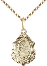 [0822MFGF/18G] 14kt Gold Filled Maria Faustina Pendant on a 18 inch Gold Plate Light Curb chain