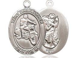 [7185SS] Sterling Silver Saint Christopher Motorcycle Medal