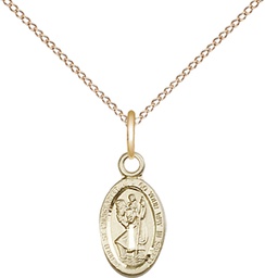[4121CGF/18GF] 14kt Gold Filled Saint Christopher Pendant on a 18 inch Gold Filled Light Curb chain