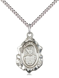 [0822MFSS/18S] Sterling Silver Maria Faustina Pendant on a 18 inch Light Rhodium Light Curb chain