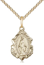 [0822MGF/18G] 14kt Gold Filled Miraculous Pendant on a 18 inch Gold Plate Light Curb chain