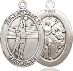 [7186SS] Sterling Silver Saint Sebastian Volleyball Medal