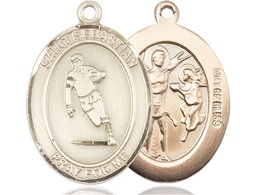 [7187GF] 14kt Gold Filled Saint Sebastian Rugby Medal