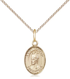 [9026GF/18GF] 14kt Gold Filled Saint Edward the Confessor Pendant on a 18 inch Gold Filled Light Curb chain