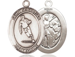 [7187SS] Sterling Silver Saint Sebastian Rugby Medal