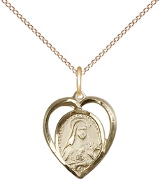 [4130GF/18GF] 14kt Gold Filled Saint Theresa Pendant on a 18 inch Gold Filled Light Curb chain