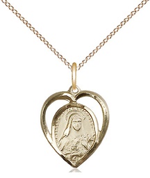[4130GF/18GF] 14kt Gold Filled Saint Theresa Pendant on a 18 inch Gold Filled Light Curb chain