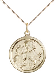[4140GF/18GF] 14kt Gold Filled Saint Joseph Pendant on a 18 inch Gold Filled Light Curb chain