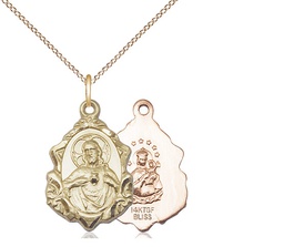 [0822SGF/18GF] 14kt Gold Filled Scapular Pendant on a 18 inch Gold Filled Light Curb chain