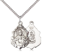 [0822SSS/18S] Sterling Silver Scapular Pendant on a 18 inch Light Rhodium Light Curb chain