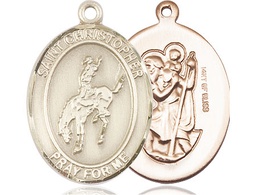 [7192GF] 14kt Gold Filled Saint Christopher Rodeo Medal