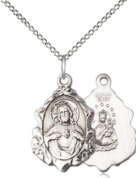 [0822SSS/18SS] Sterling Silver Scapular Pendant on a 18 inch Sterling Silver Light Curb chain