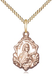 [0822TEGF/18G] 14kt Gold Filled Saint Therese of Lisieux Pendant on a 18 inch Gold Plate Light Curb chain
