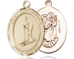 [7193GF] 14kt Gold Filled Saint Christopher Skiing Medal