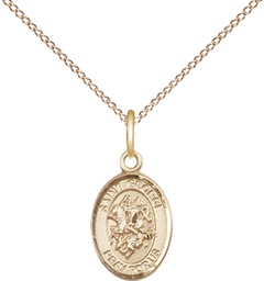 [9040GF/18GF] 14kt Gold Filled Saint George Pendant on a 18 inch Gold Filled Light Curb chain