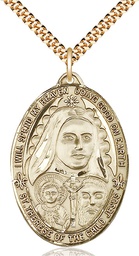 [4147GF/24G] 14kt Gold Filled Saint Therese of the Child of Jesus Pendant on a 24 inch Gold Plate Heavy Curb chain
