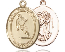 [7194GF] 14kt Gold Filled Saint Christopher Rugby Medal