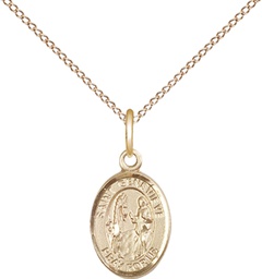 [9041GF/18GF] 14kt Gold Filled Saint Genevieve Pendant on a 18 inch Gold Filled Light Curb chain