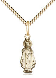 [0823GF/18G] 14kt Gold Filled Infant of Prague Pendant on a 18 inch Gold Plate Light Curb chain