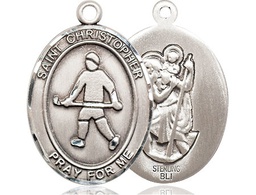 [7195SS] Sterling Silver Saint Christopher Field Hockey Medal