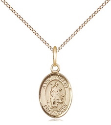 [9045GF/18GF] 14kt Gold Filled Saint Hubert of Liege Pendant on a 18 inch Gold Filled Light Curb chain