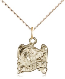 [4211GF/18GF] 14kt Gold Filled Saint Mark the Evangelist Pendant on a 18 inch Gold Filled Light Curb chain
