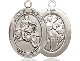 [7197SS] Sterling Silver Saint Sebastian Motorcycle Medal