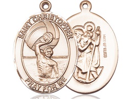 [7198GF] 14kt Gold Filled Saint Christopher Water Polo-Men Medal