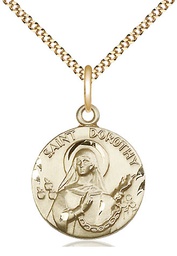 [0827GF/18G] 14kt Gold Filled Saint Dorothy Pendant on a 18 inch Gold Plate Light Curb chain