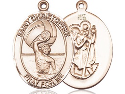 [7198KT] 14kt Gold Saint Christopher Water Polo-Men Medal