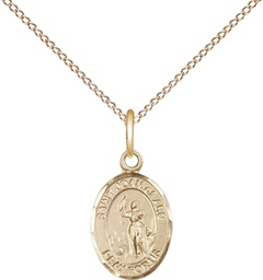 [9053GF/18GF] 14kt Gold Filled Saint Joan of Arc Pendant on a 18 inch Gold Filled Light Curb chain