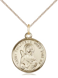 [4267GF/18GF] 14kt Gold Filled Saint Philomena Pendant on a 18 inch Gold Filled Light Curb chain