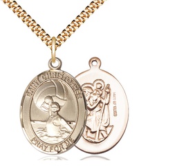 [7199GF/24G] 14kt Gold Filled Saint Christopher Water Polo-Women Pendant on a 24 inch Gold Plate Heavy Curb chain
