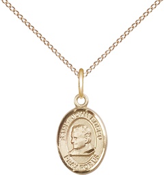[9055GF/18GF] 14kt Gold Filled Saint John Bosco Pendant on a 18 inch Gold Filled Light Curb chain