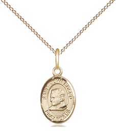[9055GF/18GF] 14kt Gold Filled Saint John Bosco Pendant on a 18 inch Gold Filled Light Curb chain