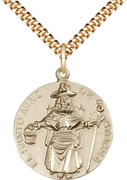 [4268GF/24G] 14kt Gold Filled Saint NiCB1o de Atocha Pendant on a 24 inch Gold Plate Heavy Curb chain