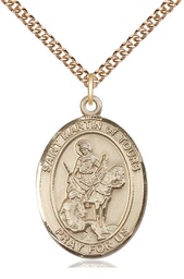 [7200GF/24GF] 14kt Gold Filled Saint Martin of Tours Pendant on a 24 inch Gold Filled Heavy Curb chain