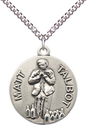 [0831SS/24SS] Sterling Silver Matt Talbot Pendant on a 24 inch Sterling Silver Heavy Curb chain