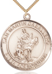 [7200RDSPGF/24GF] 14kt Gold Filled San Martin Caballero Pendant on a 24 inch Gold Filled Heavy Curb chain