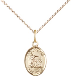 [9059GF/18GF] 14kt Gold Filled Saint Joshua Pendant on a 18 inch Gold Filled Light Curb chain