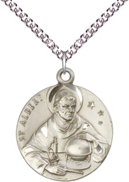 [0832SS/24SS] Sterling Silver Saint Albert the Great Pendant on a 24 inch Sterling Silver Heavy Curb chain