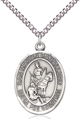 [7200SPSS/24SS] Sterling Silver San Martin Caballero Pendant on a 24 inch Sterling Silver Heavy Curb chain