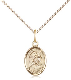 [9062GF/18GF] 14kt Gold Filled Saint Kevin Pendant on a 18 inch Gold Filled Light Curb chain