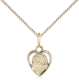 [5409GF/18GF] 14kt Gold Filled Saint Theresa Pendant on a 18 inch Gold Filled Light Curb chain