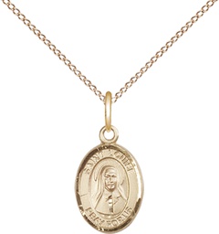 [9064GF/18GF] 14kt Gold Filled Saint Louise de Marillac Pendant on a 18 inch Gold Filled Light Curb chain