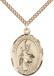 [7202GF/24GF] 14kt Gold Filled Saint Augustine of Hippo Pendant on a 24 inch Gold Filled Heavy Curb chain